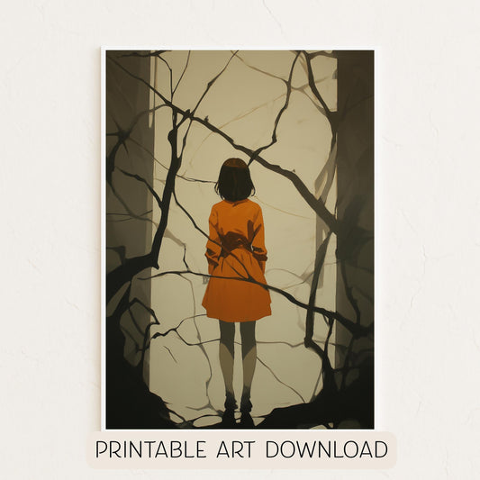 Halloween Printable Spooky Wall Art, Walking in Woods