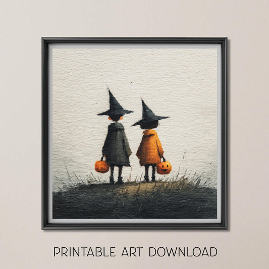 Halloween Printable Trick or Treat Wall Art, Original Artwork with 5 Aspect Ratios Included, Instant Digital Download, Printable Art