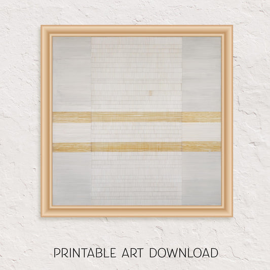 Printable Minimalist Wabi Sabi White and Gold Geometric Art Print
