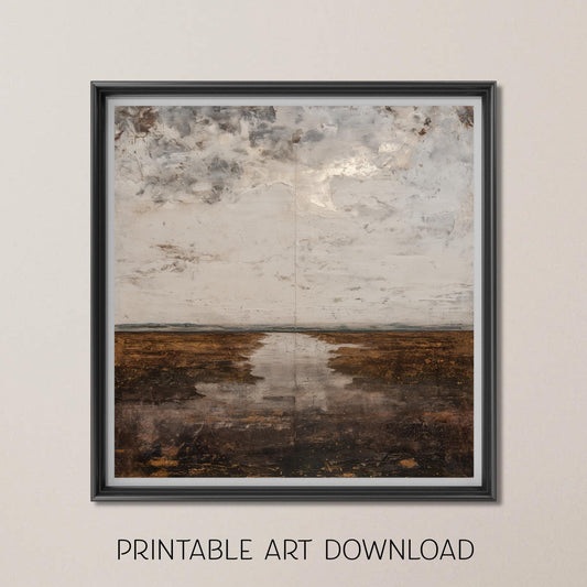 Printable Wabi Sabi River Landscape Wall Art