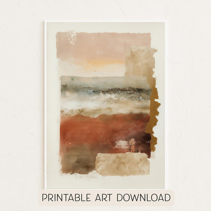 Printable Rustic Wabi Sabi Wall Art Print: Warm Brown Tones