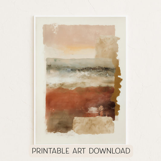 Printable Rustic Wabi Sabi Wall Art Print: Warm Brown Tones