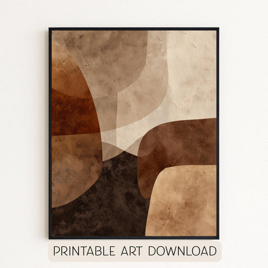 Printable Wabi Sabi Wall Art Print, Serene Neutral Browns