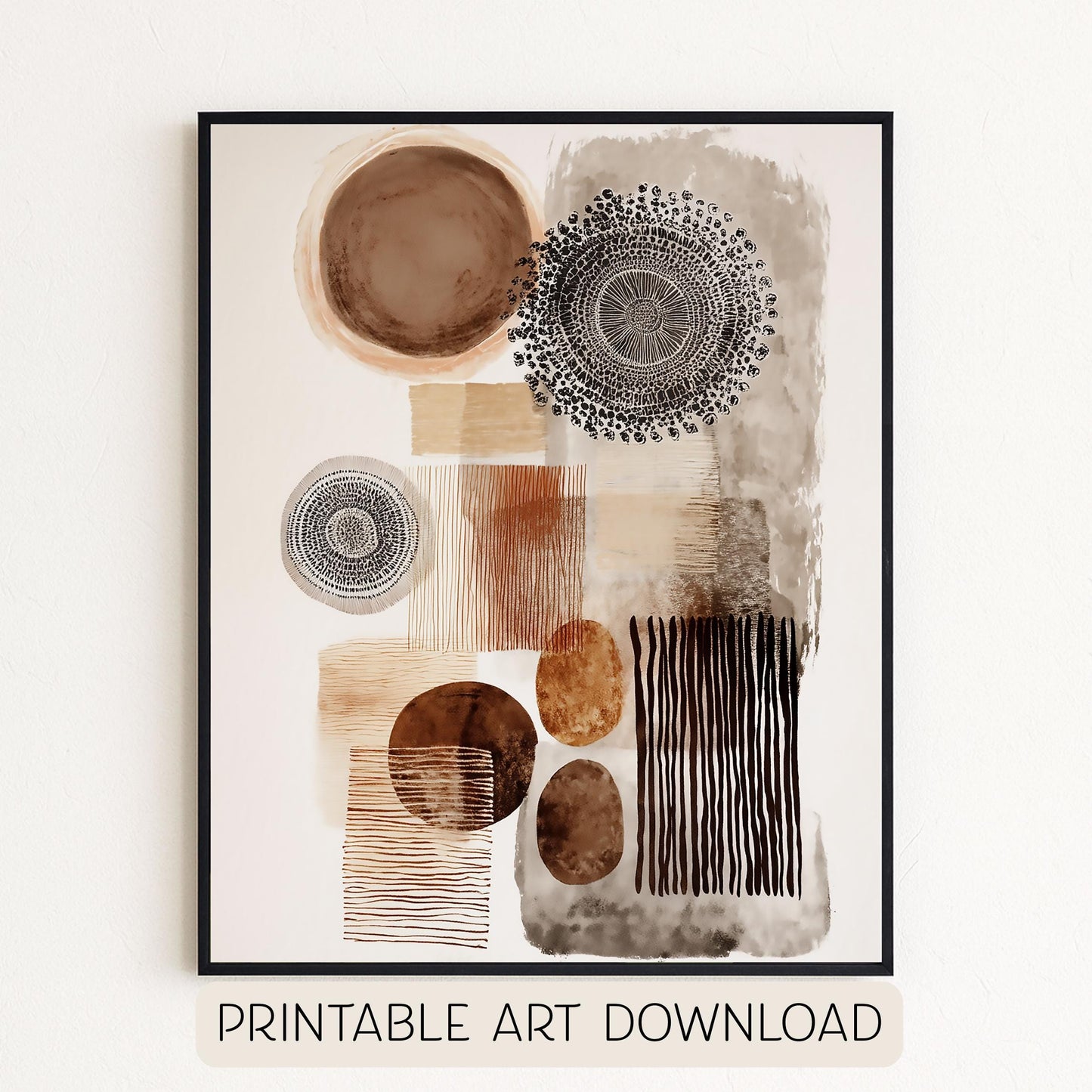 Printable Wabi Sabi Overlapping Shapes Art Print