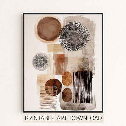 Printable Wabi Sabi Overlapping Shapes Art Print