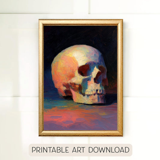 Halloween Printable Skull Wall Art, Fall Hosting Decor, 5 Aspect Ratios Included, Instant Digital Download, Printable Vertical Wall Art
