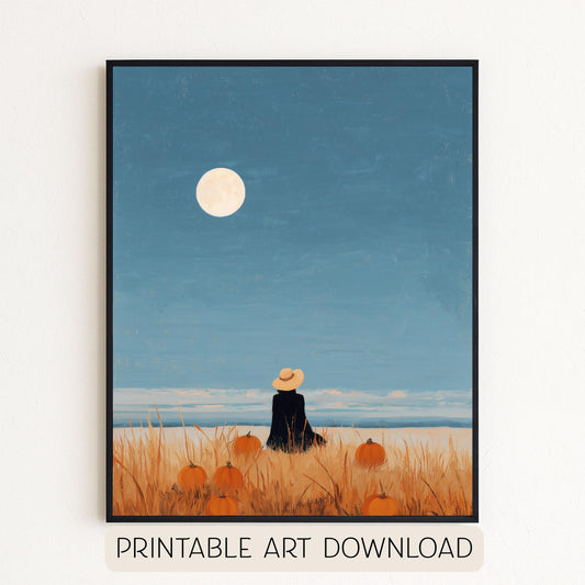 Halloween Printable Landscape Wall Art, Original Artwork with 5 Aspect Ratios Included, Instant Digital Download, Printable Halloween Art