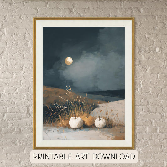 Halloween Coastal Landscape Art Print: Spooky Wall Decor (Digital Download)