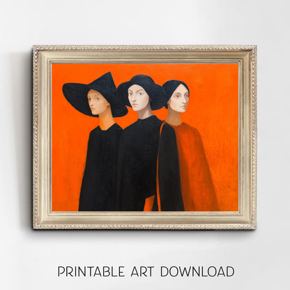 Halloween Printable 3 Witches Wall Art