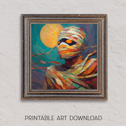 Halloween Mummy Art Print: Colorful, Spooky Wall Decor (Digital Download, 5 Sizes Included)