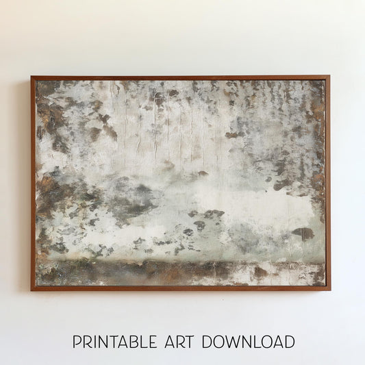 Printable Wabi Sabi Landscape Wall Art, White and Bronze