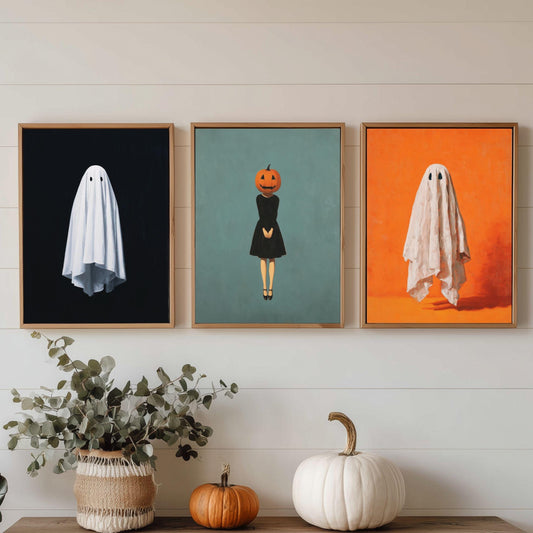 Halloween Ghosts Gallery Wall: 3 Spooky Art Printables (Original Artwork)