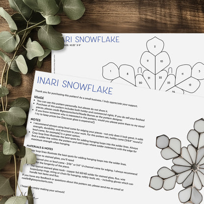 Modern Snowflake Stained Glass Pattern and PNG