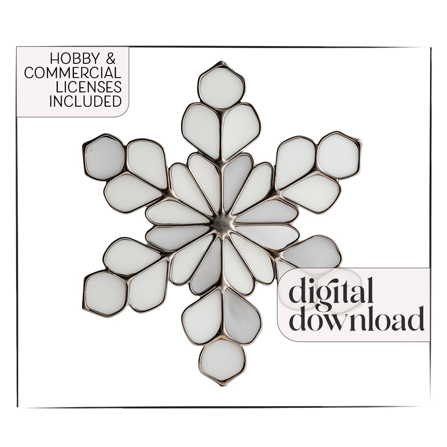Modern Snowflake Stained Glass Pattern and PNG