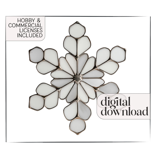 Modern Snowflake Stained Glass Pattern and PNG