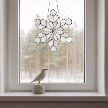 Modern Snowflake Stained Glass Pattern and PNG