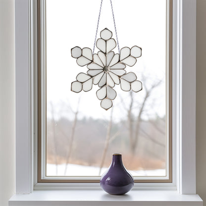 Modern Snowflake Stained Glass Pattern and PNG