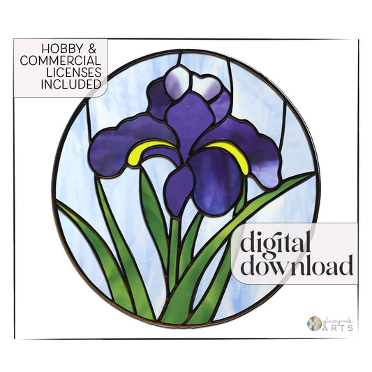 Iris Round Stained Glass Flower Pattern