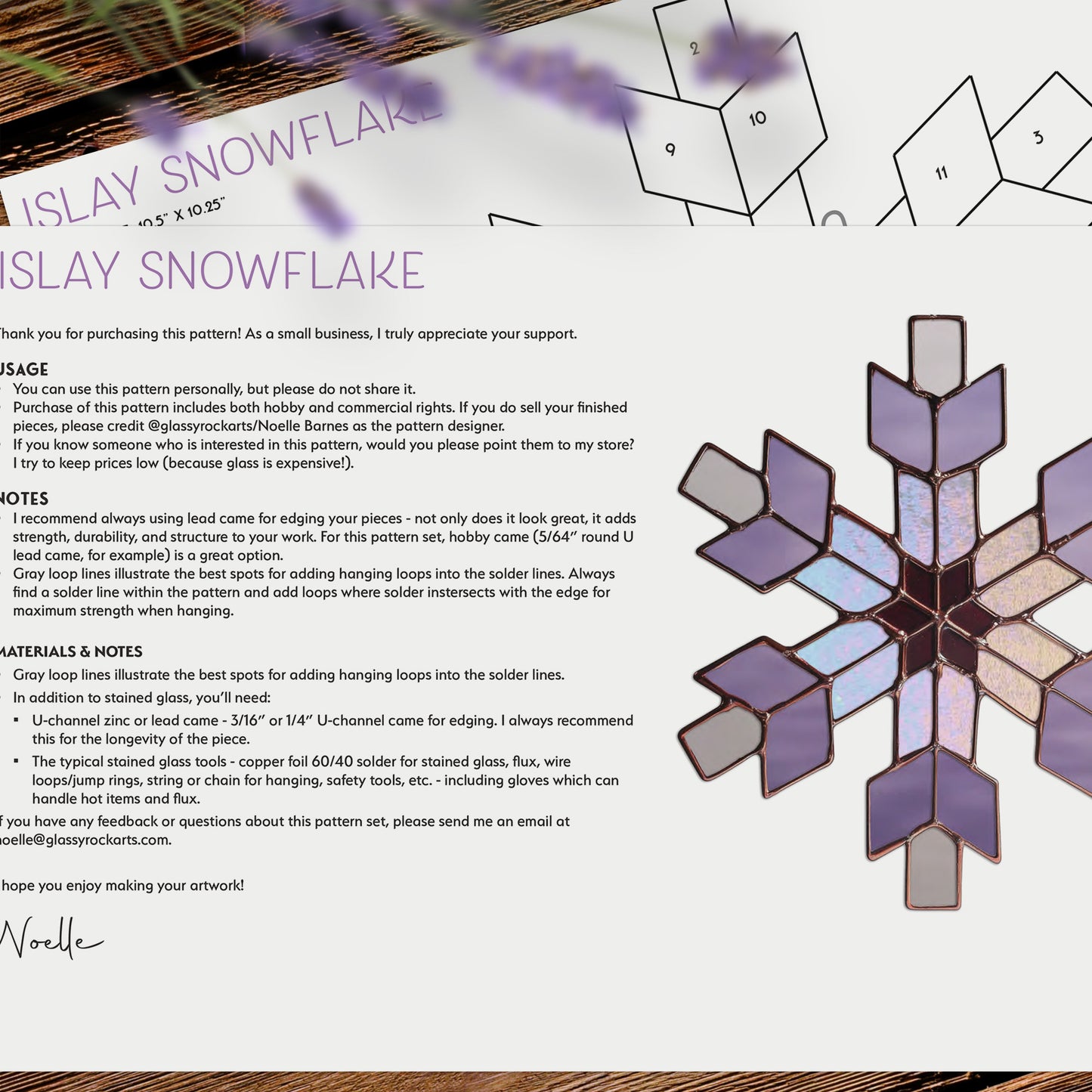 Southwest Snowflake Stained Glass Pattern and PNG