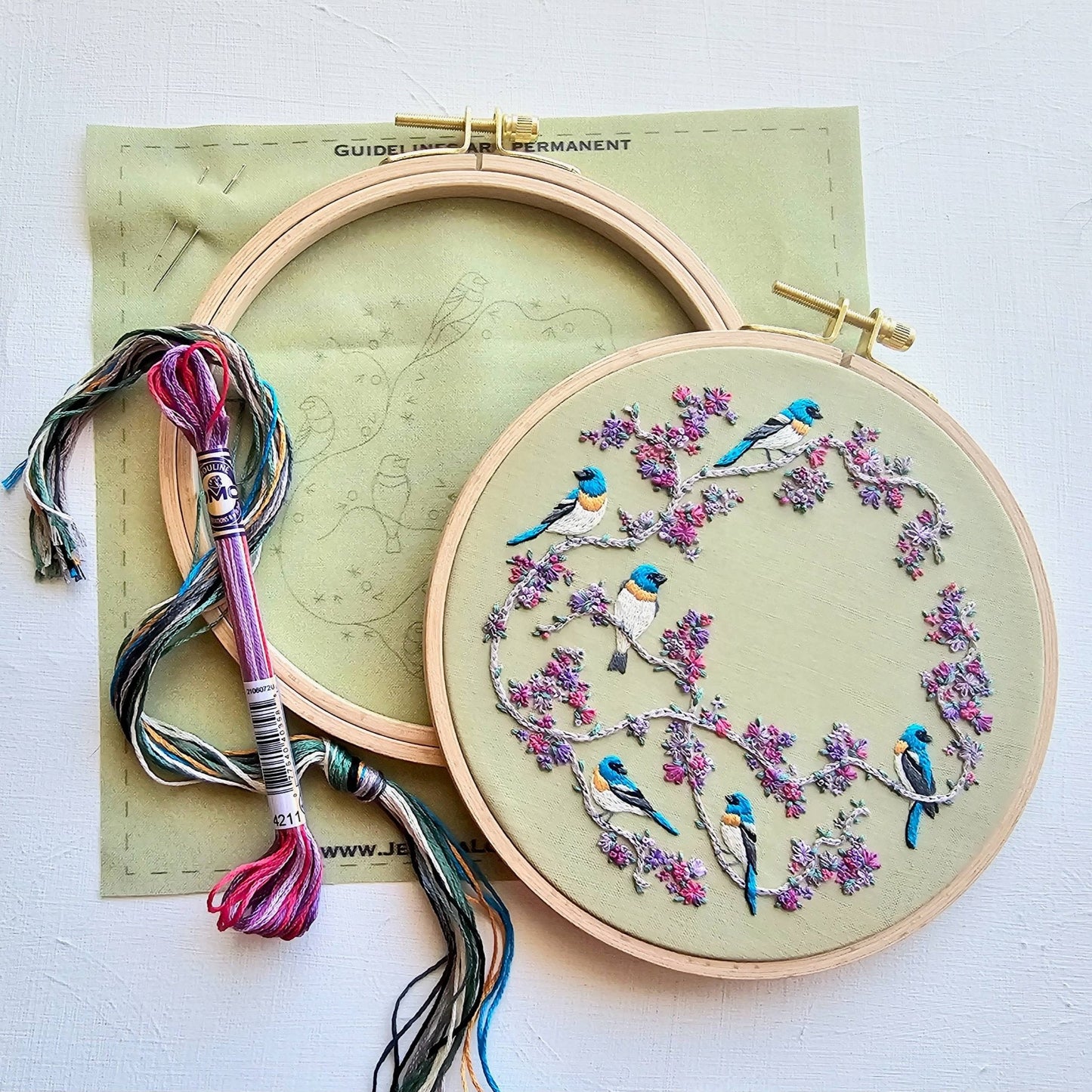 Jessica Long Embroidery - Birds & Blooms Embroidery Kit - Kit from Pisgah Needleworks