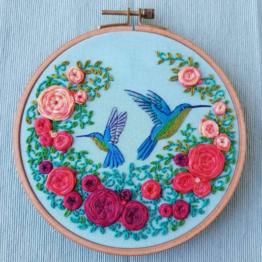 Jessica Long Embroidery - Summer Hummingbird Embroidery Kit - Kit from Pisgah Needleworks