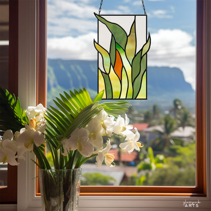 A picture of the Tropical Stained Glass Plant Pattern - Kalalau from GlassyRock Arts. 