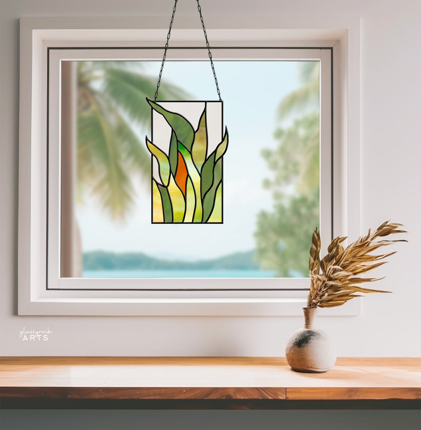 Tropical Stained Glass Plant Pattern - Kalalau