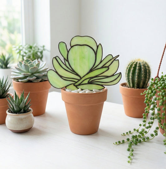 Paddle Plant Succulent Stained Glass Stem Pattern PDF & PNG