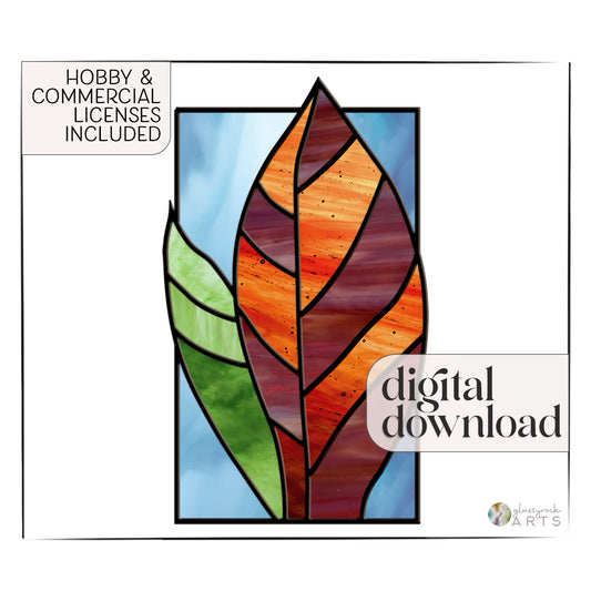 A picture of the Tropical Stained Glass Plant Pattern - Kealia from GlassyRock Arts. 