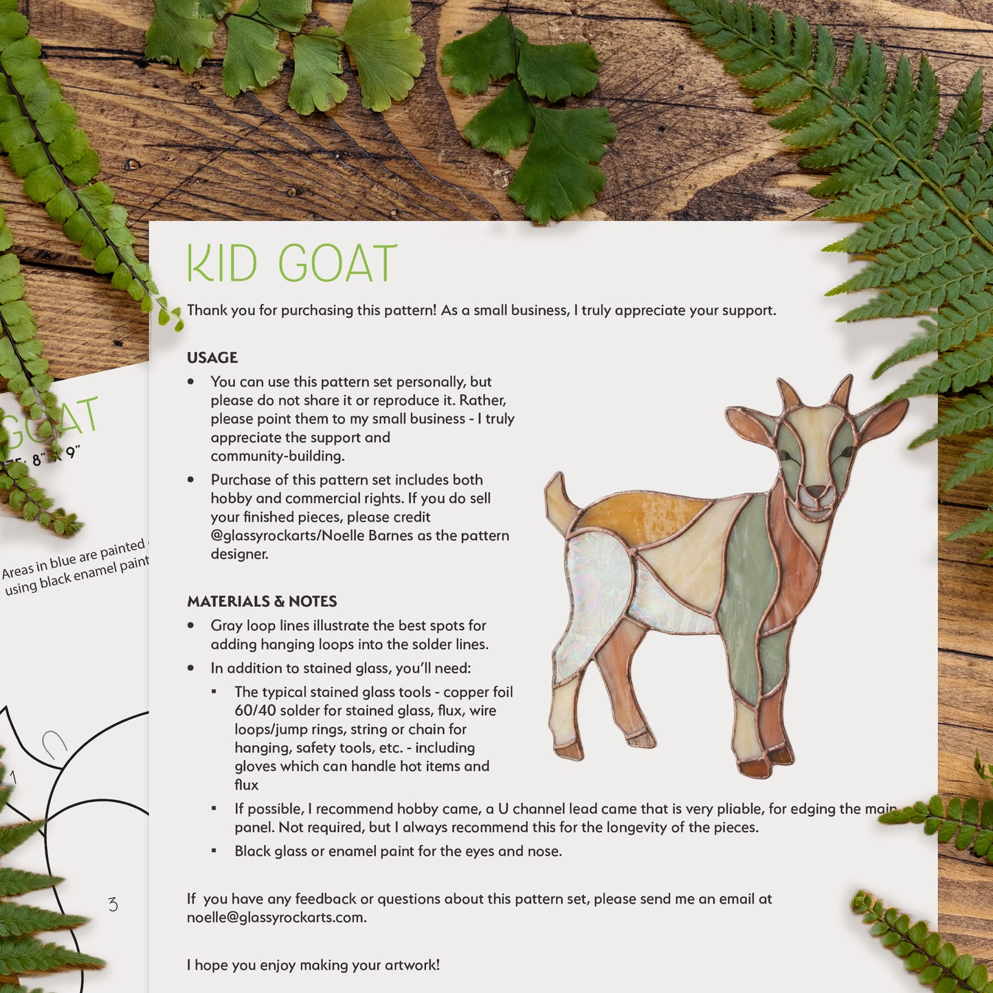 Stained Glass Kid Goat Suncatcher - Pattern PDF & PNG