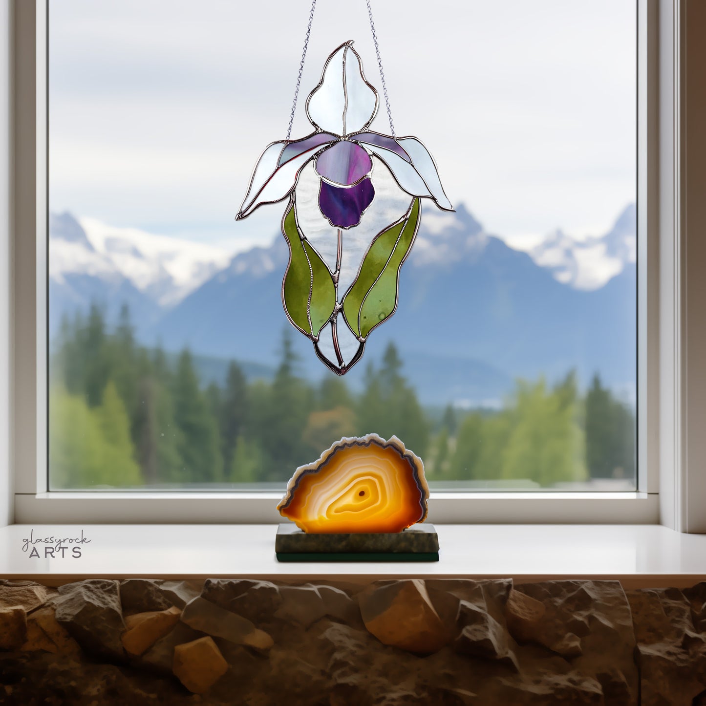 Lady Slipper Orchid Stained Glass Pattern