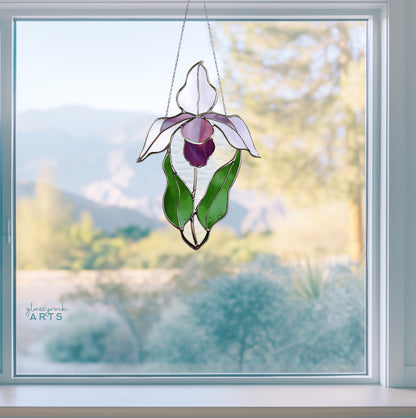 A picture of the Lady Slipper Orchid Stained Glass Pattern from GlassyRock Arts. 