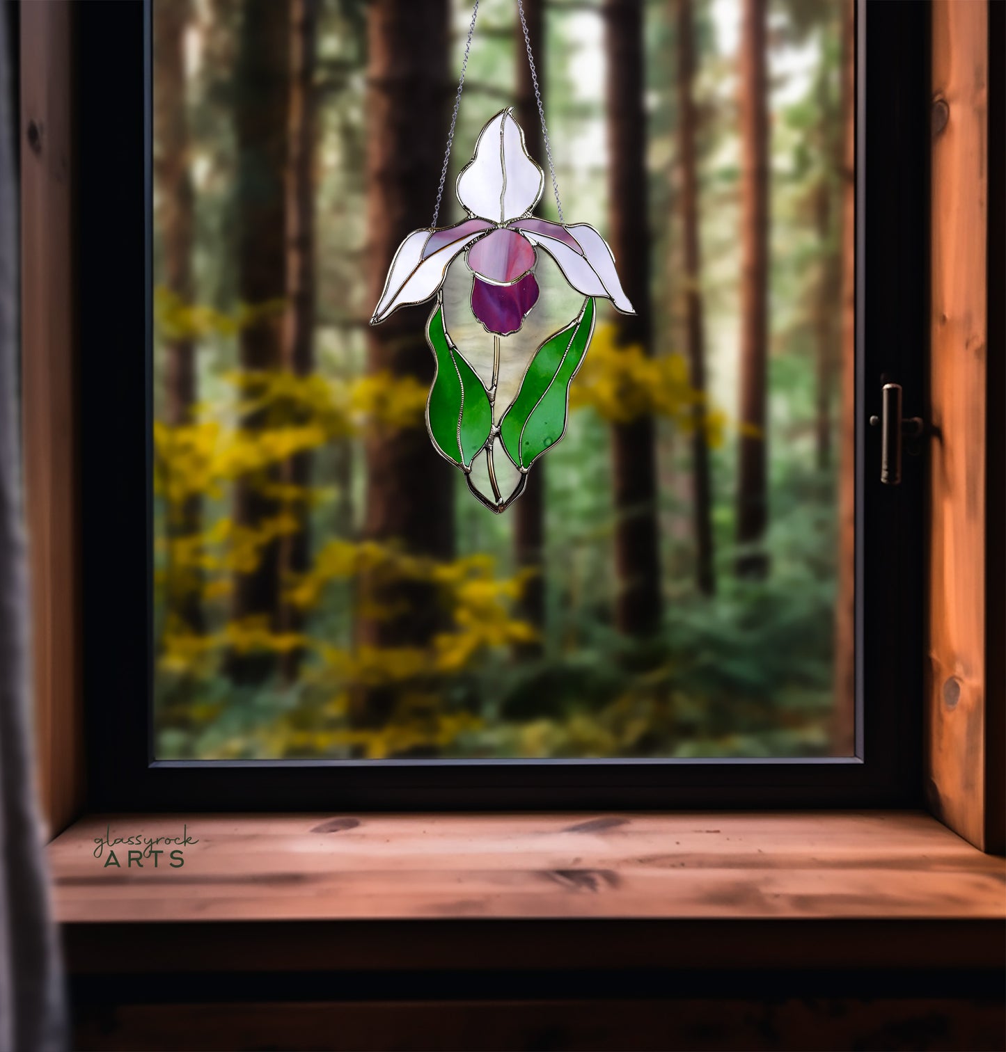 Lady Slipper Orchid Stained Glass Pattern