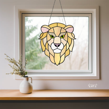 A picture of the Lion Stained Glass Pattern from GlassyRock Arts. 