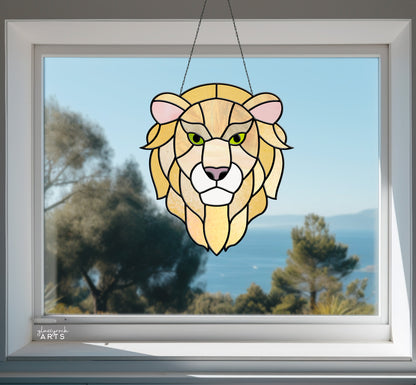 A picture of the Lion Stained Glass Pattern from GlassyRock Arts. 