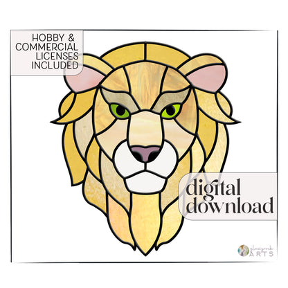 A picture of the Lion Stained Glass Pattern from GlassyRock Arts. 