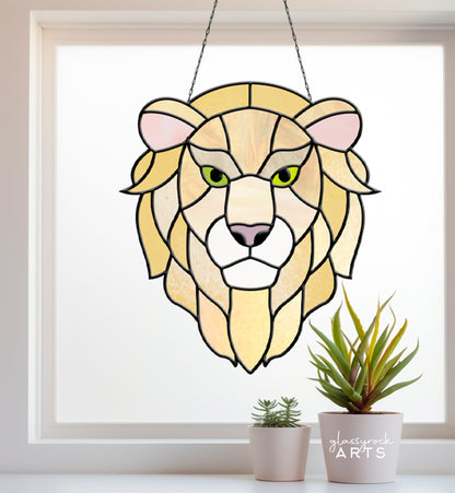 A picture of the Lion Stained Glass Pattern from GlassyRock Arts. 