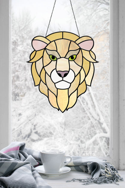 A picture of the Lion Stained Glass Pattern from GlassyRock Arts. 