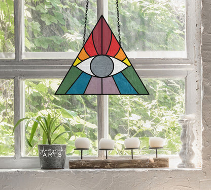 A picture of the Boho Eye Triangle Stained Glass Pattern from GlassyRock Arts. 