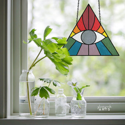 A picture of the Boho Eye Triangle Stained Glass Pattern from GlassyRock Arts. 