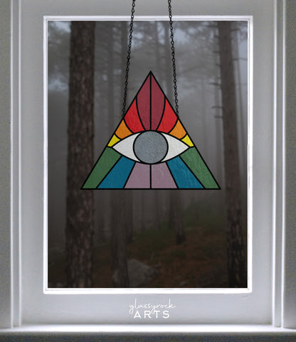 A picture of the Boho Eye Triangle Stained Glass Pattern from GlassyRock Arts. 