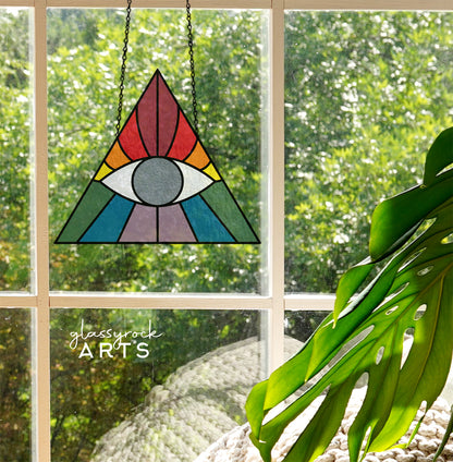 A picture of the Boho Eye Triangle Stained Glass Pattern from GlassyRock Arts. 