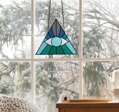 A picture of the Boho Eye Triangle Stained Glass Pattern from GlassyRock Arts. 