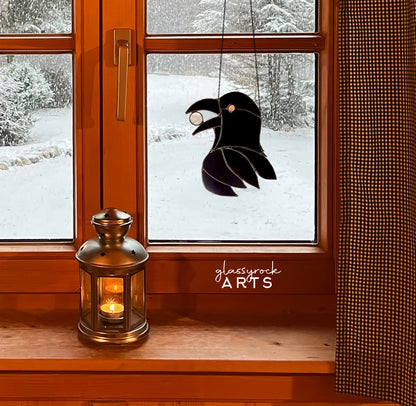 A picture of the Gemstone Crow Stained Glass Pattern from GlassyRock Arts. 