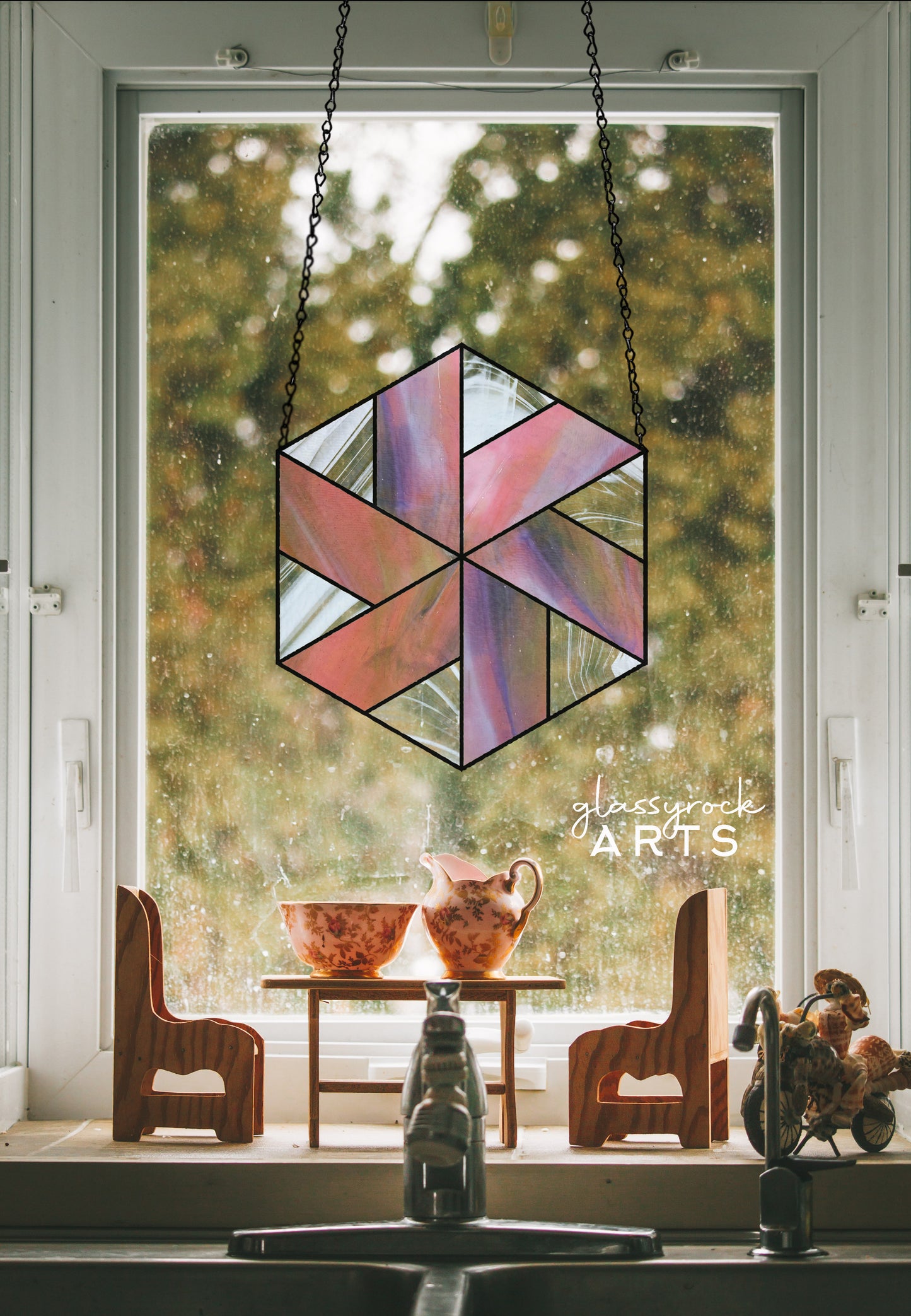 Geometric Pinwheel Hexagon Beginner Stained Glass Pattern