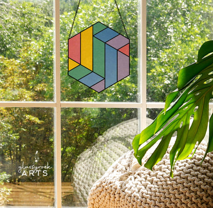 Stripe Hexagon Beginner Stained Glass Pattern