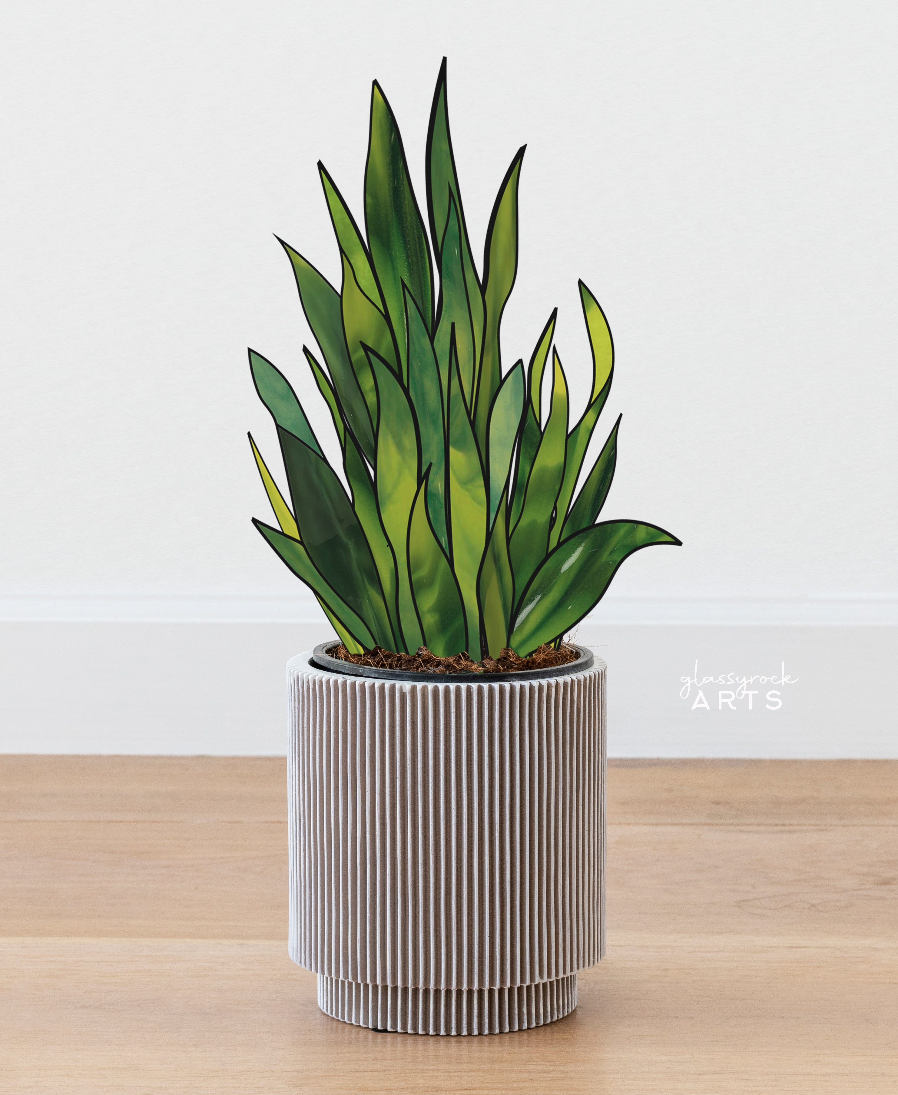snake plant art 3D Snake Plant 20 Leaves Stained Glass Pattern