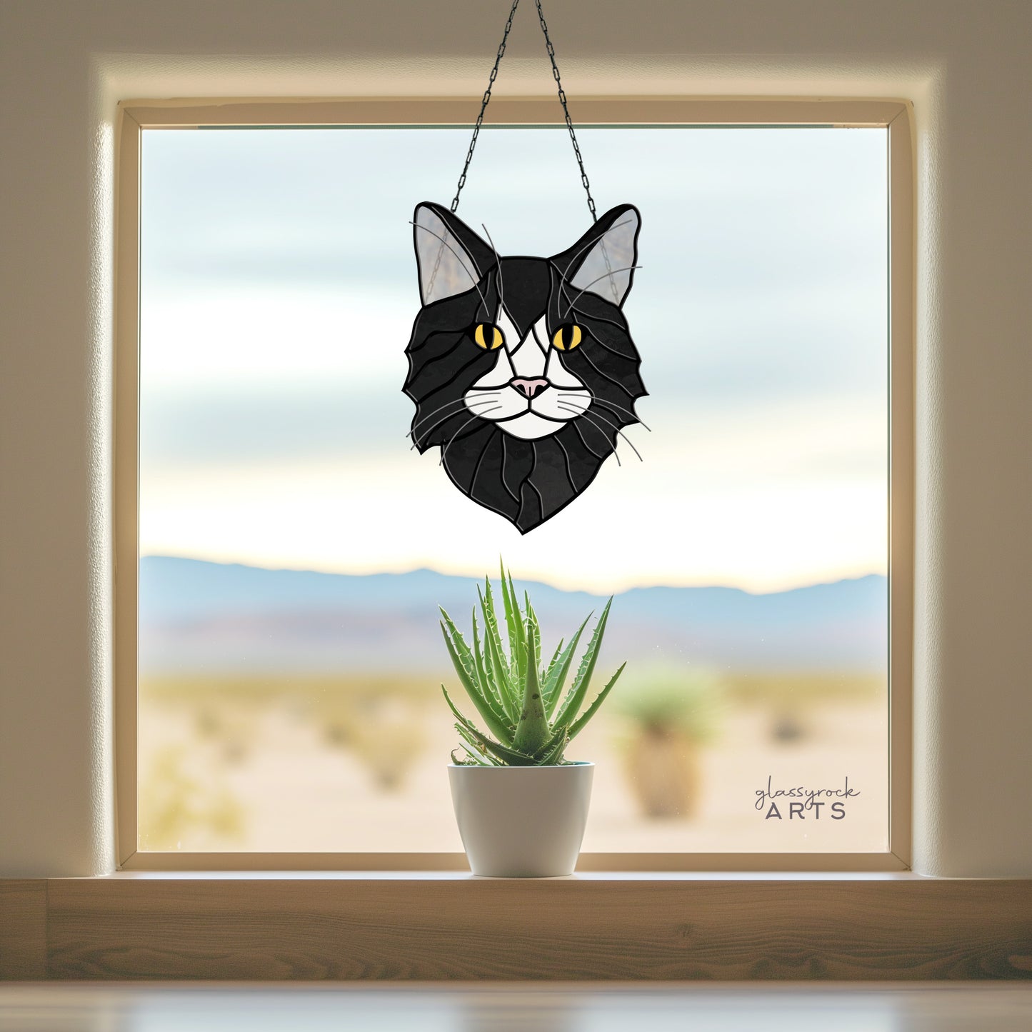 Long Haired Cat Stained Glass Pattern