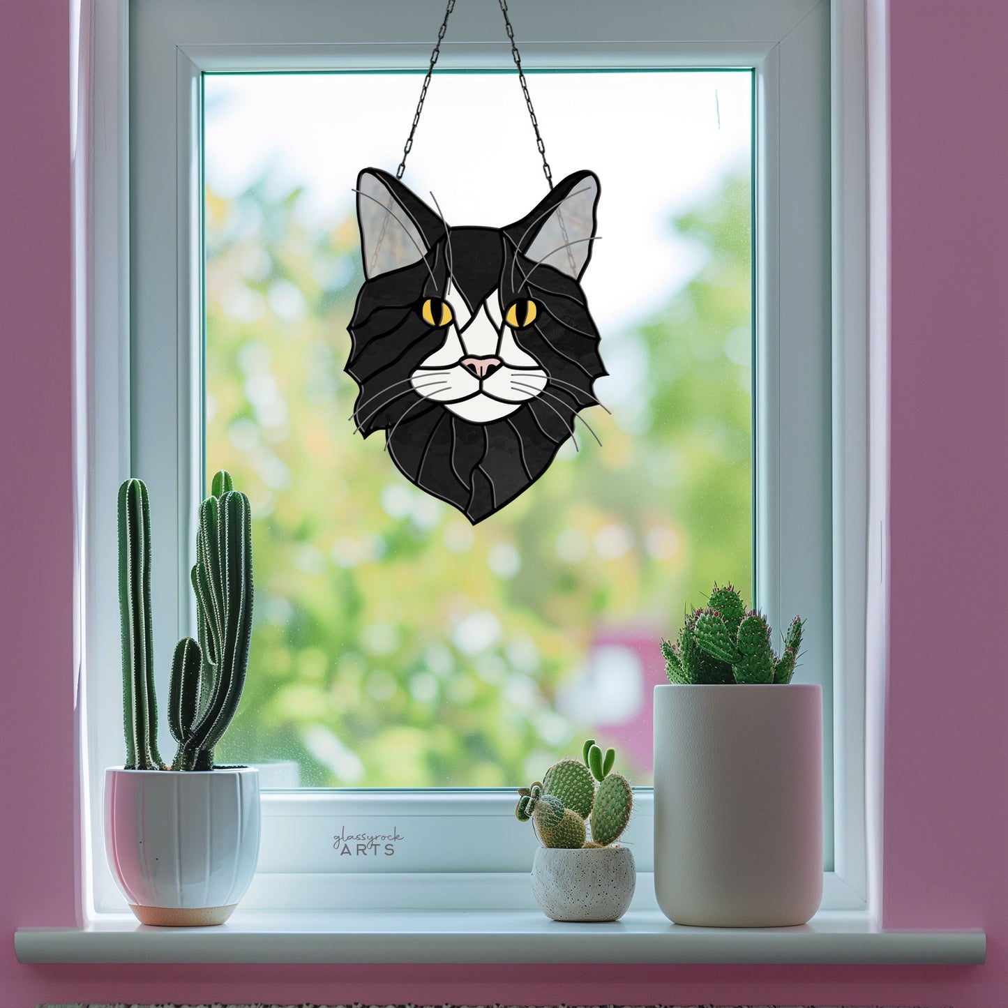Long Haired Cat Stained Glass Pattern