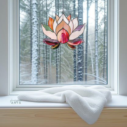 A picture of the Lotus Stained Glass Flowers Pattern from GlassyRock Arts. 